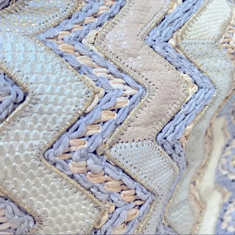 Sharif Vintage Chevron Zig Zag Leather Drawstring